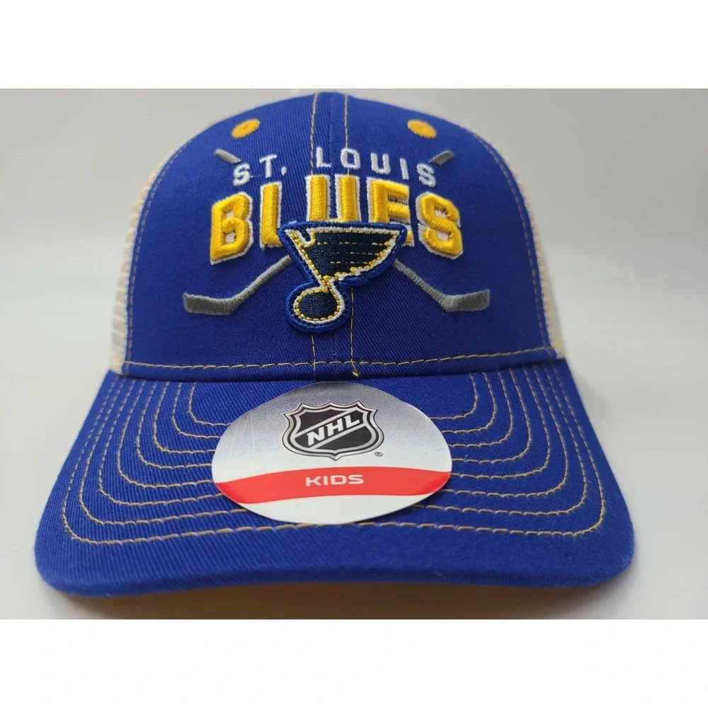Kids 4-7 St Louis Blues Mesh Trucker Snapback Hat Cap Boys NHL Hockey Blue White